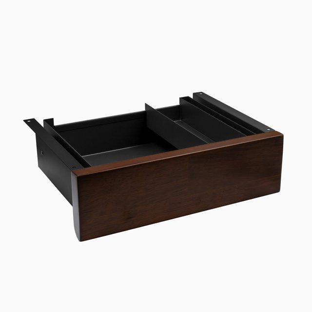Desky Minimal Under Desk Drawer - Dark Walnut Rubberwood / Black