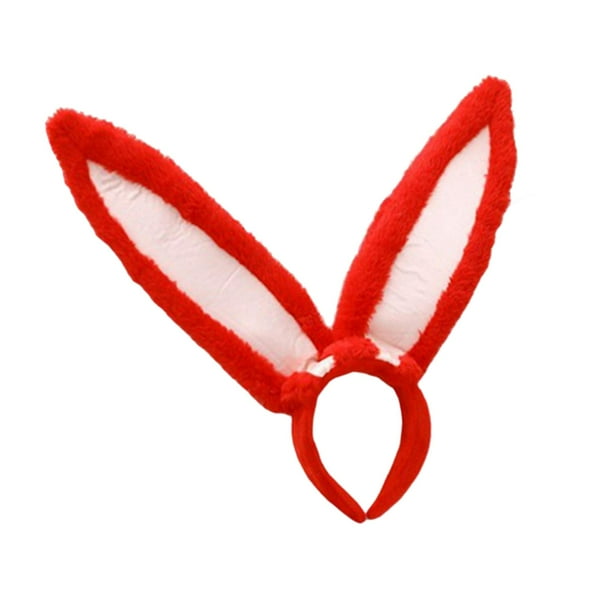 Diadema con orejas de conejo de peluche, accesorio para el cabello, talla única para niñas, adultas y mujeres. Rojo