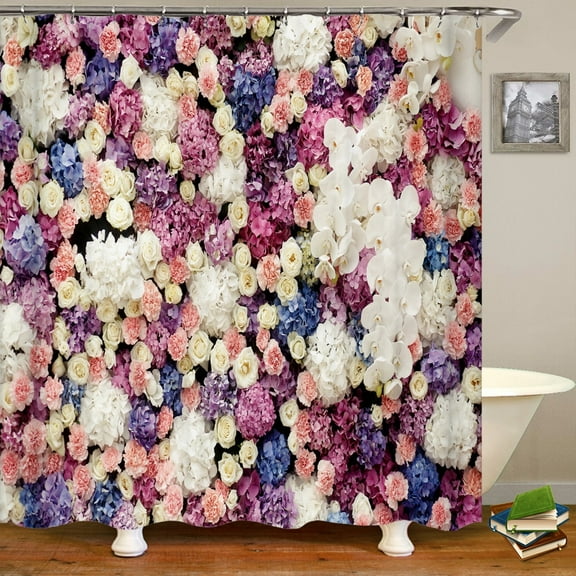 Shower Curtain Colorful Fresh Flowers Floral 3D Printing Waterproof Shower Curtains Polyester Home Decoration Curtain With