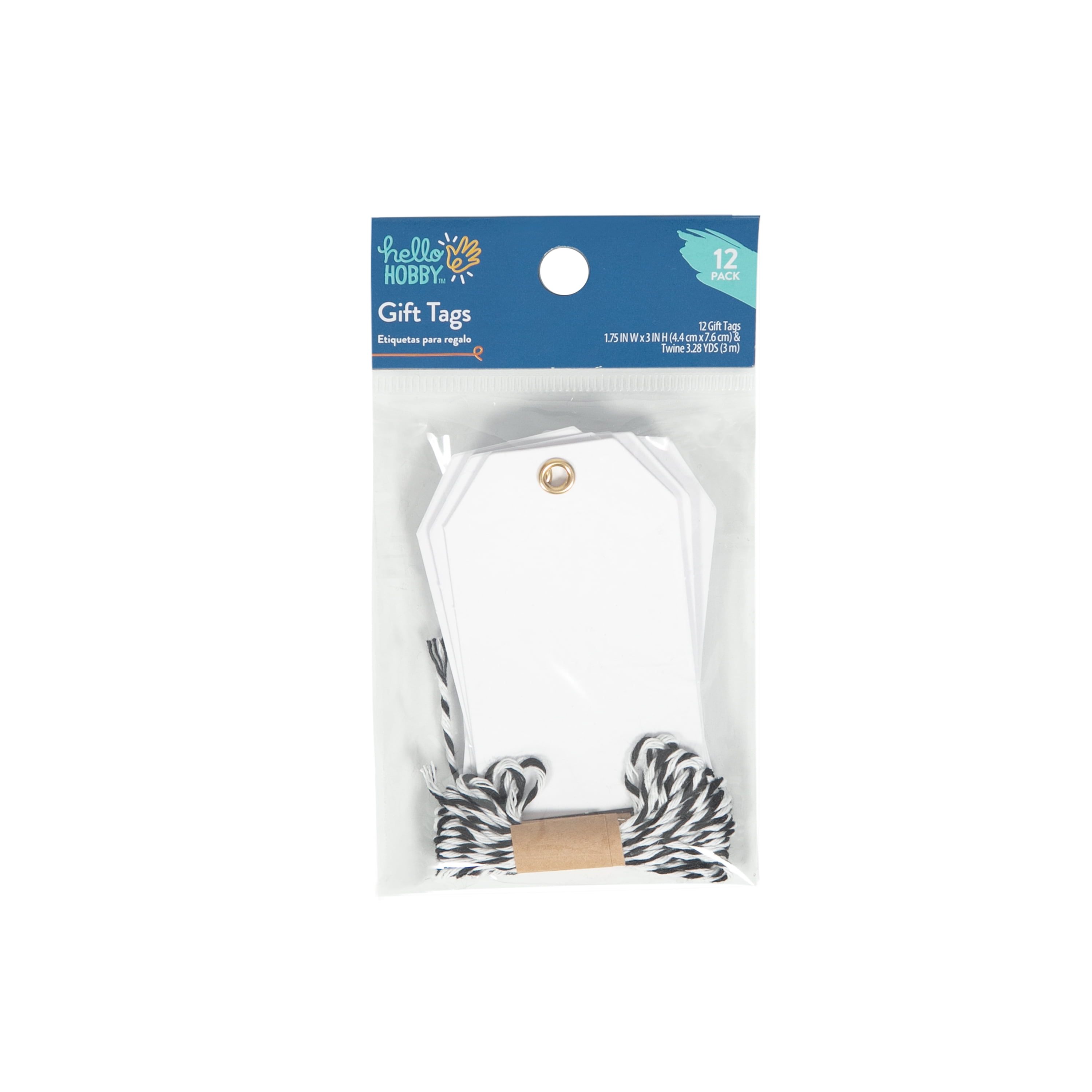 Hello Hobby Cardstock Tags and Twine, Solid White, 13 Pcs