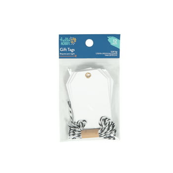 Hello Hobby Cardstock Tags and Twine, Solid White, 13 Pcs