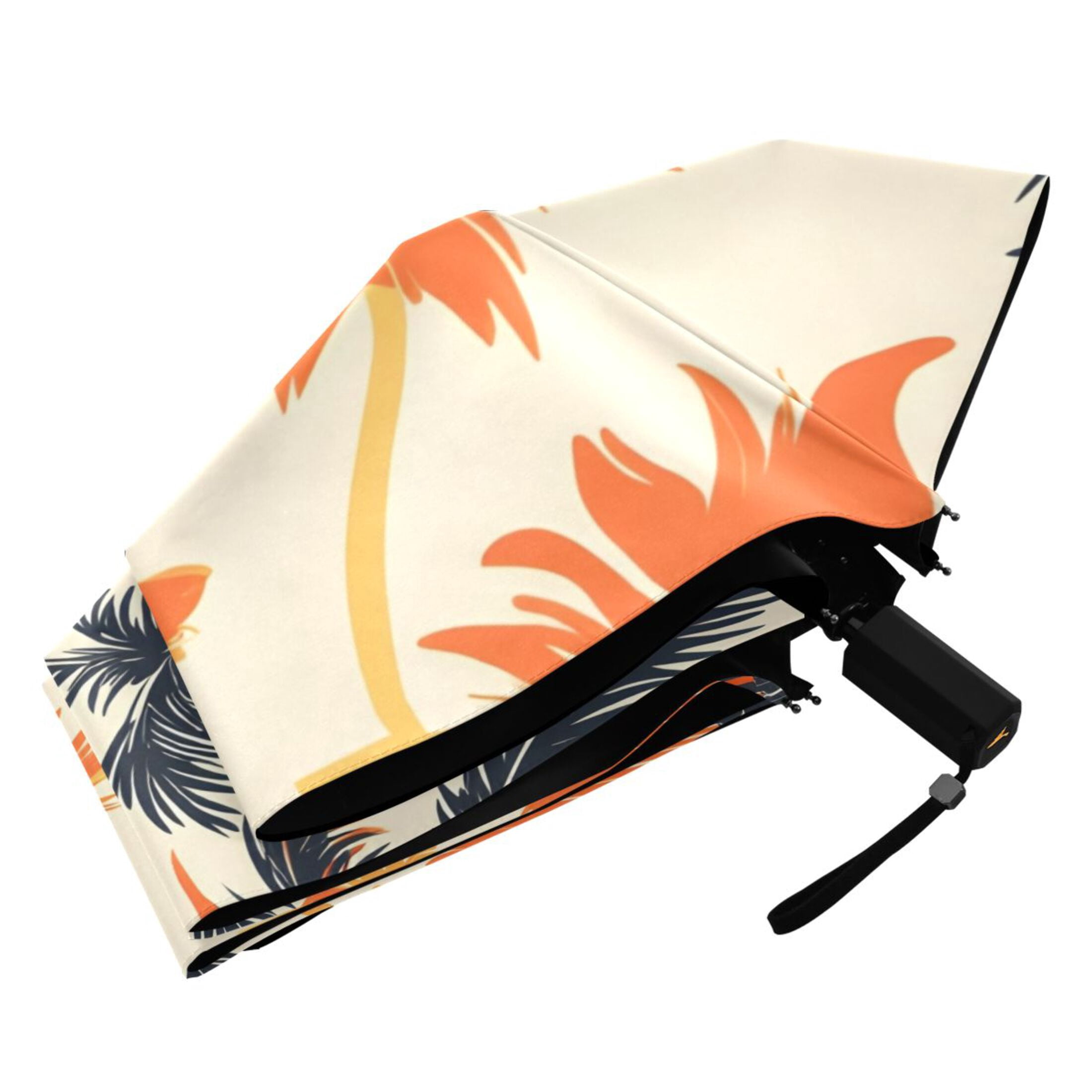ALAZA Tropical Tree Boats UPF 50+ Compact Folding Umbrella for Rain Travel Umbrella Packable