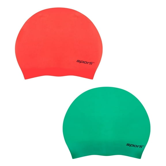 Sporti Silicone Swim Cap Set - 2 Pack, Long Hair, Extra Space, Latex-Free Contour Fit