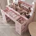thumbnail image 4 of Ember Interiors Elegant Pink Makeup Vanity Desk with Built-in Lights and USB-C, 7 Drawers, 4 of 8