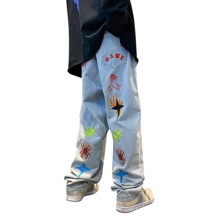 【SATIIIZ】Teden embroidery training pants High Quality Embroidered Dragon Totem Ragged Priest Jeans
