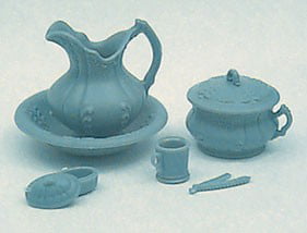Dollhouse Miniature  Chamber Pot Set in Blue and White