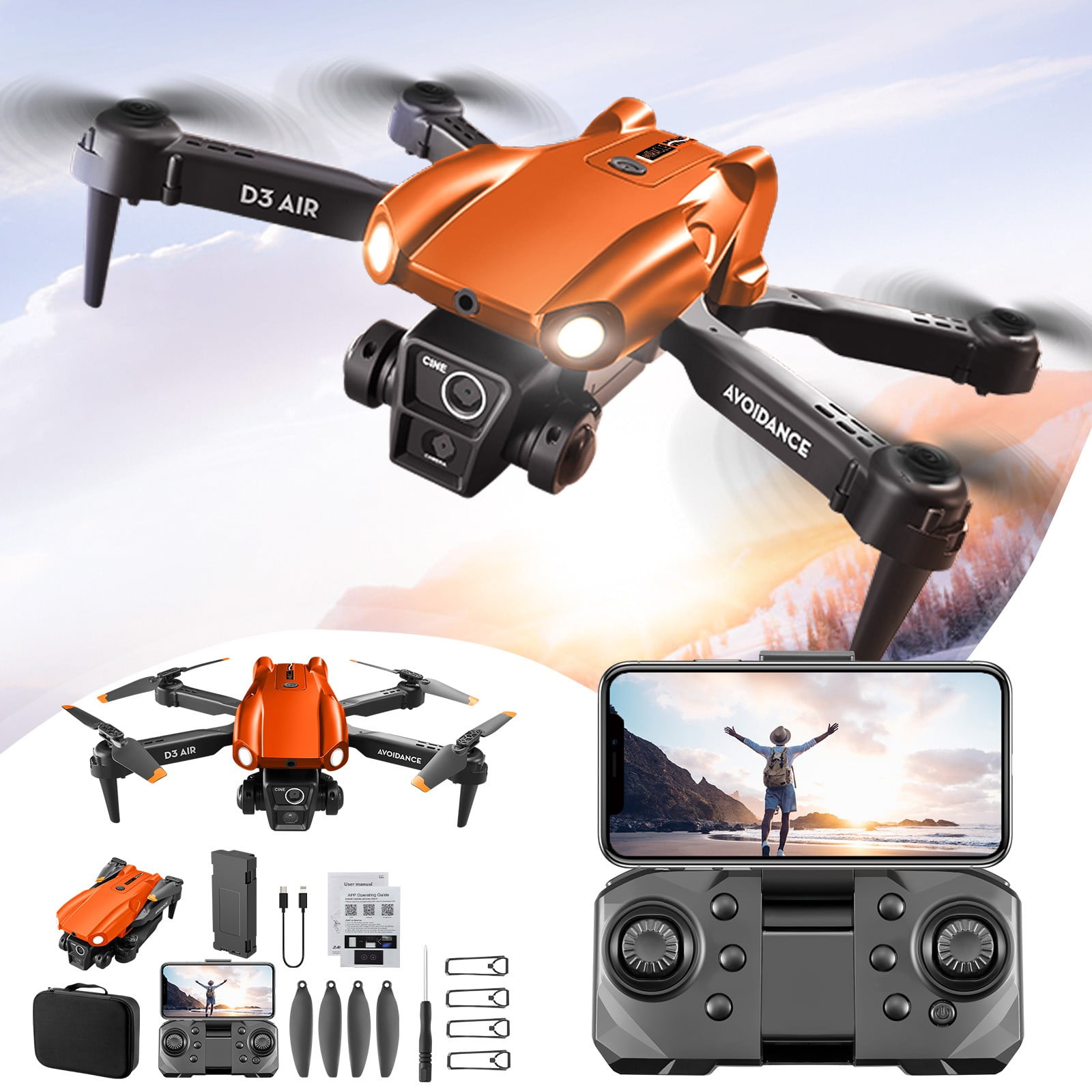 Drone with Dual 1080P Camera, Obstacle Avoidance & Optical Flow, Foldable Design with Long Flight Time for Beginners and Enthusiasts