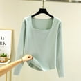 thumbnail image 5 of Olyvenn Thermal Underwear for Men Women Women Fall/Winter Solid Color Body Fit Square Neck Long Sleeve Thermal Top Green M, 5 of 5