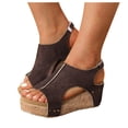 thumbnail image 2 of IUJSOY Womens Platform Wedge Sandals Comfortable Open Toe Cork Footbed Retro Suede Summer Shoes, 2 of 9
