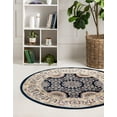 thumbnail image 3 of Rugs.com Rabia Collection Rug – 5' Round Navy Blue Low Rug Perfect For Kitchens, Dining Rooms, 3 of 8