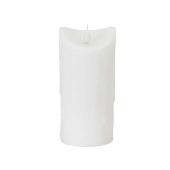Melrose 7" Prelit LED Simplux Dripping Wax Flameless Pillar Candle with Moving Flame - White