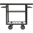 thumbnail image 6 of 3 Tier Rolling Bar Cart, Trolley Serving Storage Cart, Bar Serving Carts on Wheels, Mobile Serving Cart, Industrial Mobile Serving Cart for Kitchen, Dining Room (Dark Brown), 6 of 9