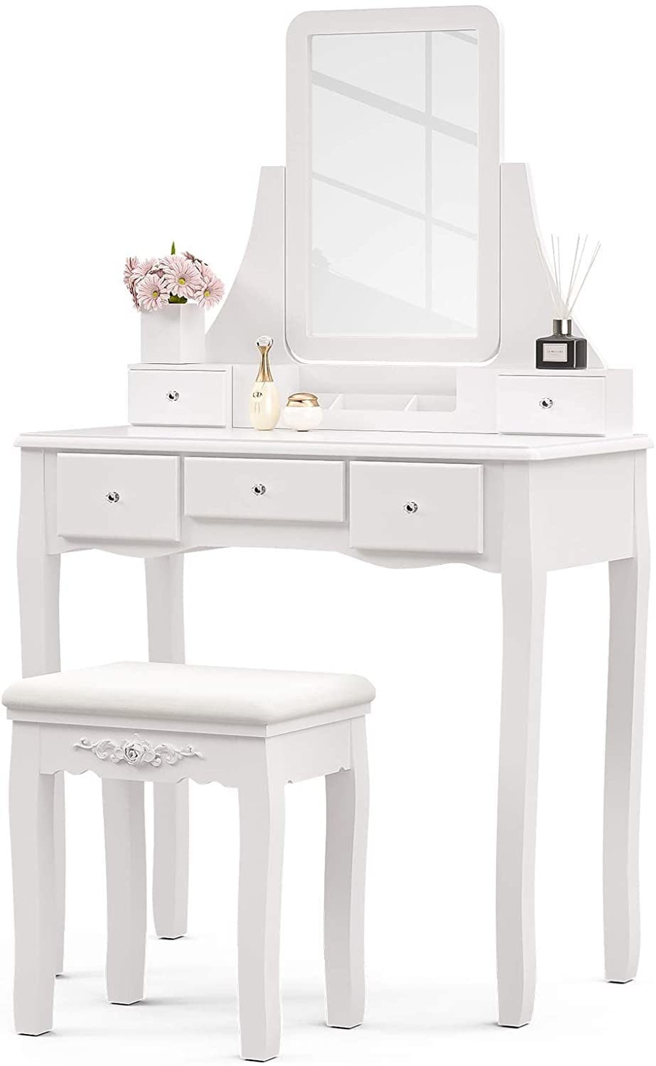 Details about   Large Sliding Hollywood Mirror Dressing Table Makeup Desk with Stool & 6 Drawers 