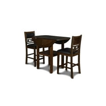 New Classic Furniture Gia Solid Wood Counter Drop Leaf Table W/2 Chairs in Brown