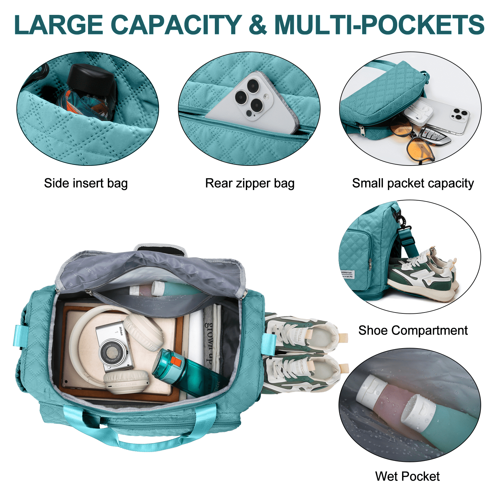 Gynky Travel Duffle Bag Weekender Bags for Women with Shoe Compartment Carry on Overnight Bag with Toiletry Bag Hospital Bag for Labor and Delivery Weekender Overnight Bag for Trave Sport Hospital