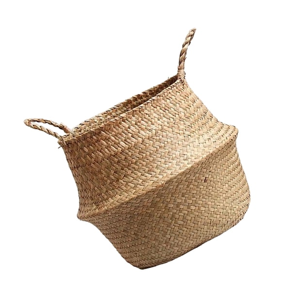 Kearding Cesta de almacenamiento Estuche de ropa de algas marinas naturales Superficie lisa Aspecto aerodinámico Caja tejida fácil de almacenar adecuada Almacenamiento y organización del hogar No.2 Kearding HA042107-02