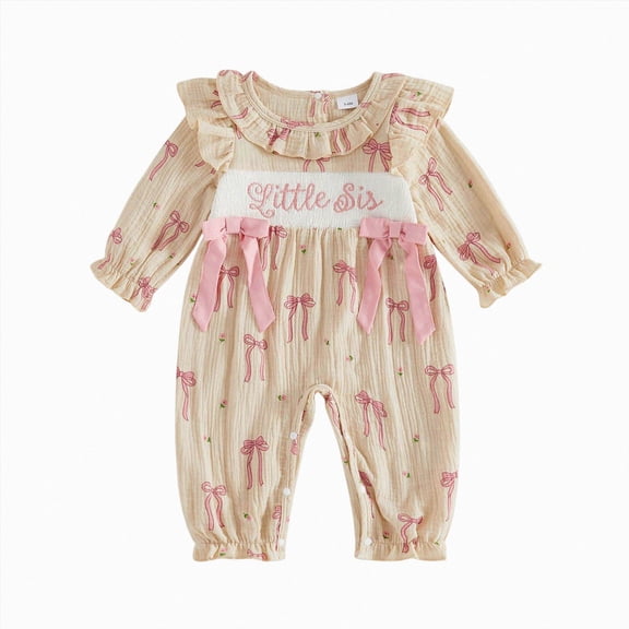 Little Sister Newborn Outfit Baby Girl Jumpsuit Long Sleeve Romper Lil Sis Onesie Infant Coming Home Clothing