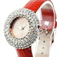 thumbnail image 6 of opvise Luxury Full Rhinestone Round Dial Faux Leather Strap Quartz Women Wrist Watch Red, 6 of 6