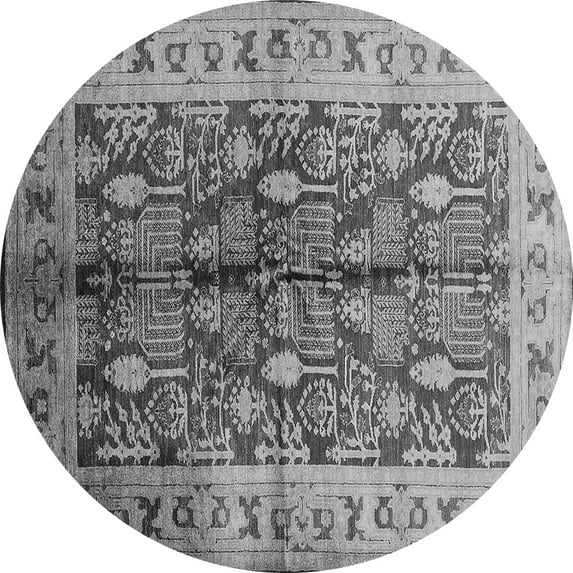 Ahgly Company Indoor Round Oriental Gray Industrial Area Rugs, 8' Round