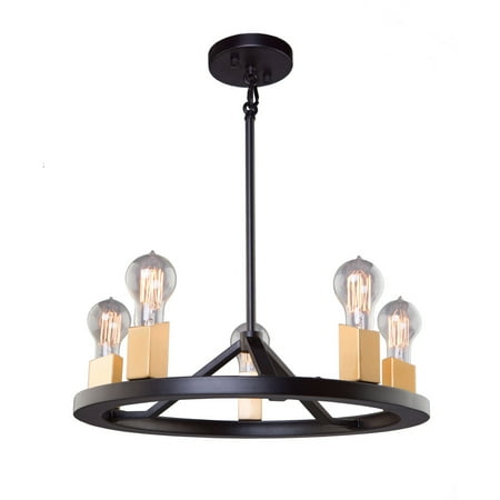 

Chandeliers 5 Light Bulb Fixture With Dark Bronze and Satin Brass Finish Metal Medium 18 300 Watts