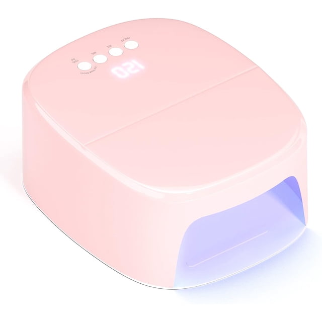 Lámpara de uñas UV inalámbrica (rosa), secador de uñas inalámbrico con luz UV recargable de 60 W y puerto USB para cargar el teléfono y el taladro de uñas