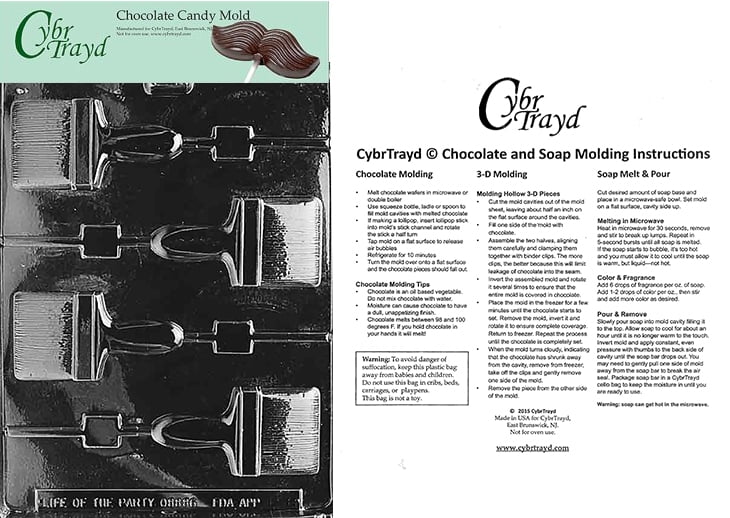 Cybrtrayd P031 Life of The Party Celtic Cookie Chocolate Candy Mold with Exclusive Copyrighted Molding Instructions Clear