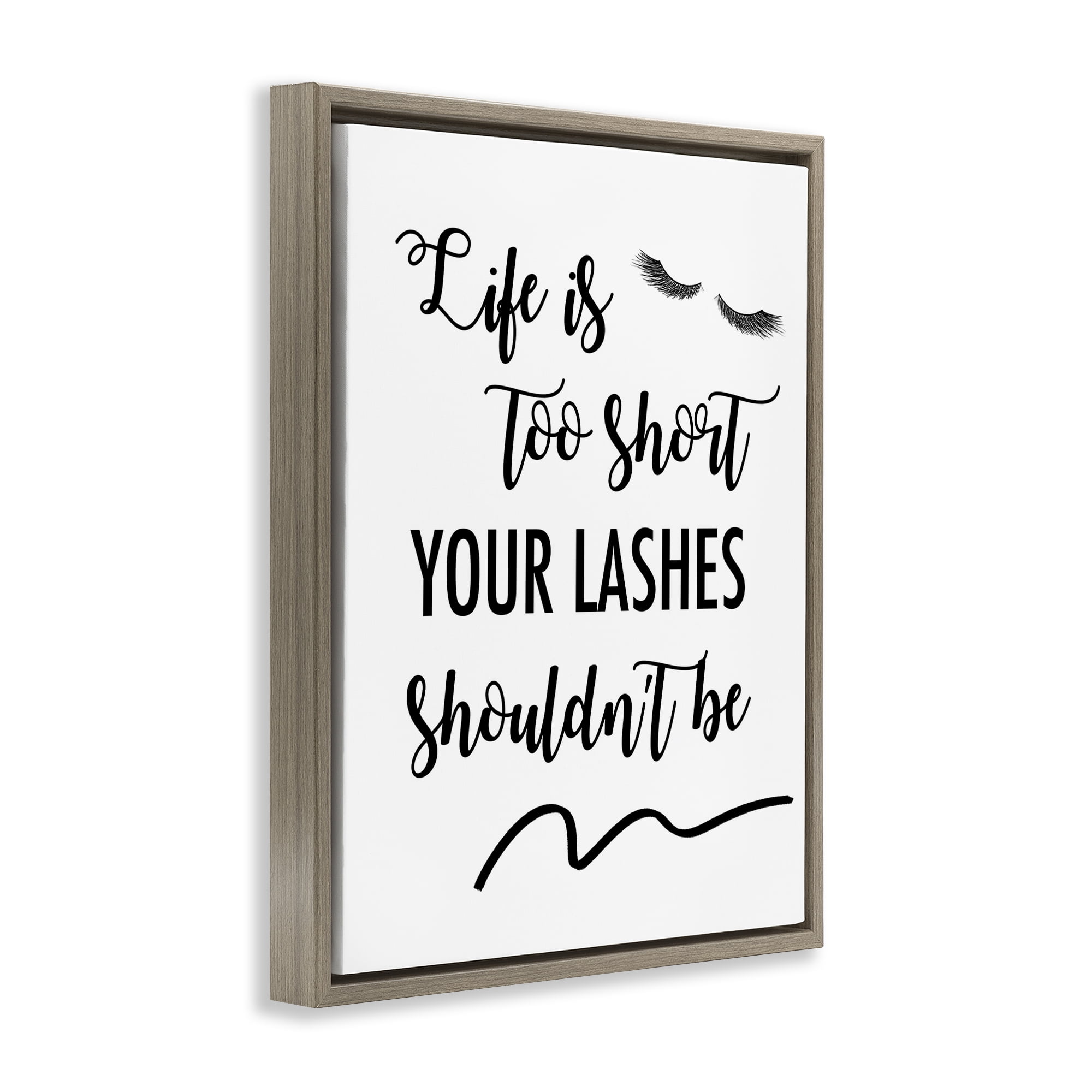 Stupell Industries Fun Lashes Phrase Beauty & Fashion Painting Brown Floater Framed Art Print Wall Art, 17 x 21