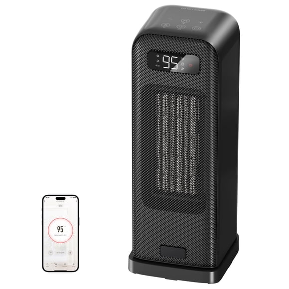 Calefactor eléctrico portátil FLANUR de 1500 W con WiFi, control por voz y temporizador