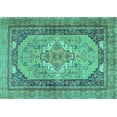thumbnail image 1 of Ahgly Company Indoor Rectangle Persian Turquoise Blue Traditional Area Rugs, 7' x 10', 1 of 4
