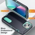 thumbnail image 3 of iPhone 13 Case with Built-in Metal Kickstand, Dteck 3-Layer Full Body Protection [Without Screen Protector] Rugged Heavy Duty Durable Cover Case for Apple iPhone 13, Blue+Mint, 3 of 8