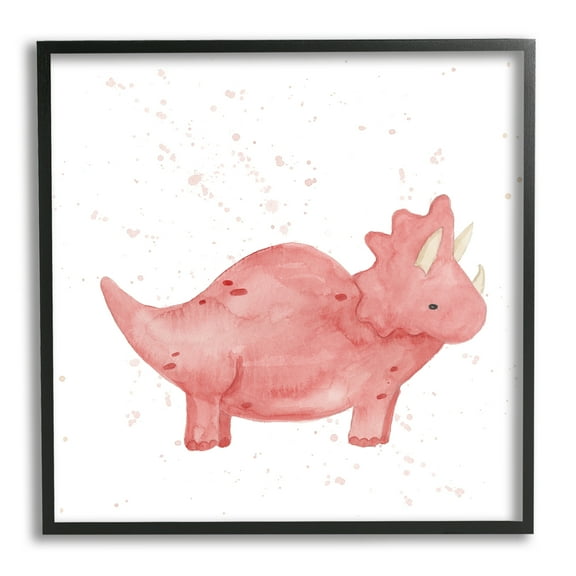 Stupell Pink Triceratops Dinosaur Animal Animals & Insects Painting Black Framed Art Print Wall Art