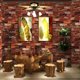 thumbnail image 1 of 1 Roll, French Retro Brick Wallpaper, Fireplace, Living Room, Bar, Diy, Live Background Decoration, Pvc, Instant Sticker Moisture-proof Anti-fouling, Red 5249, 1 of 4