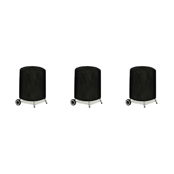 ZheElen Outdoor Round BBQ Cover Waterproof Sun for Protection Oven Covers Anti-Dust Fabric Grill Protector for Backyard Camping Black/Silver 77*70 CM 3Set