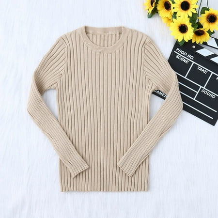 

GERsome Toddler Kids Baby Girls Ribbed Knit Sweater Soft Solid Warm Sweater Pullover
