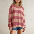 thumbnail image 2 of hxobax Fall Cute Sweatshirt for Women Striped Colorblock Pullover Tops Crewneck Long Sleeve Jumpers, 2 of 7