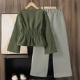 thumbnail image 4 of Gunia Cute Outfits For Girls Toddler Stylish Two Piece Elegant Long Sleeve Blouse With Stripe Pants Waist Defining Soft Clothes Set Kids Girl Spring Summer Outfit 7-13 Years, 4 of 4
