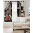 thumbnail image 2 of Easter Bunnies Blackout Curtains for Bedroom/Living Room, Thermal Insulated Kitchen Curtains, Beige Vintage Farmhouse Rabbits Floral Grommet Darkening Window Treatment Drapes 27.5"x39"x2, 2 of 8