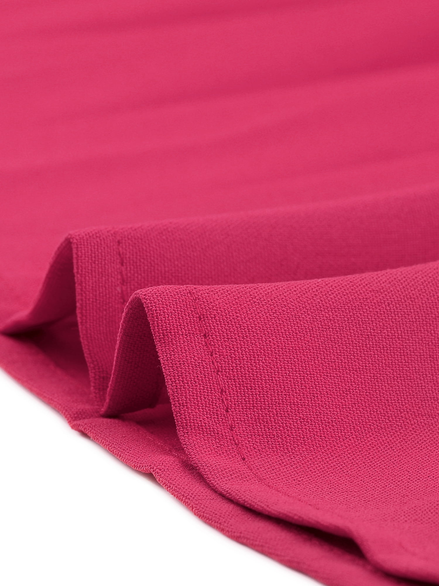 Unique Bargains Women's Long Puff Sleeve Flowy Ruffle Pleated Dress with Belt S Hot Pink