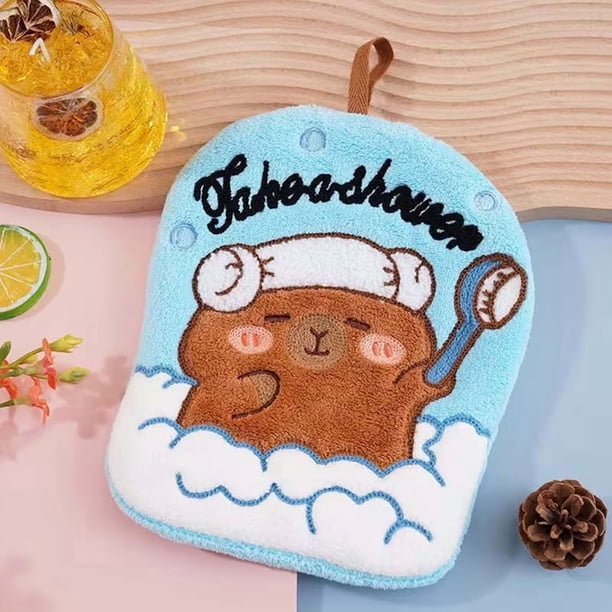1 pieza, Una linda toalla de mano de jirafa con lazo for colgar, hecha de microfibra suave y absorbente, perfecta for decorar tu baño, cocina o comedor, con lindo estampado animal, hecha de poliéster.