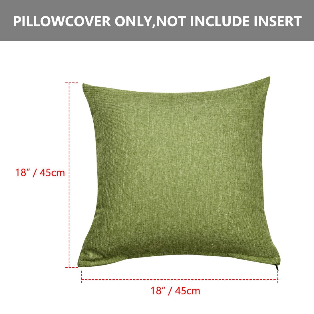 Unique Bargains 2 Pack Cotton Linen Throw Pillow Covers 18" x 18" Green