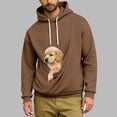 thumbnail image 1 of Ceisia Men's Loose Fit Hooded Sweatshirt with Large Pet Pocket & Puppy Print for Casual Wear Brown XXXL Gifts, 1 of 5