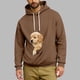 thumbnail image 1 of Ceisia Men's Loose Fit Hooded Sweatshirt with Large Pet Pocket & Puppy Print for Casual Wear Brown XL Gifts, 1 of 5