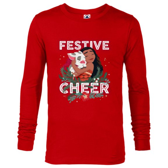 Disney Princess Moana Festive Cheer Holiday Standard - Long Sleeve T-Shirt for Men – Customized-New Red