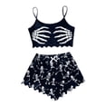 thumbnail image 3 of MuXiKeJi Clothes Halloween Pajamas For Women Sexy Y2k Cute Print Fall Pajama Ruffle Sleeveless Cami Crop Top and Elastic High Waist Shorts 2 Piece Set Funny Skeleton Spooky Lounge Holiday Pjs, 3 of 6