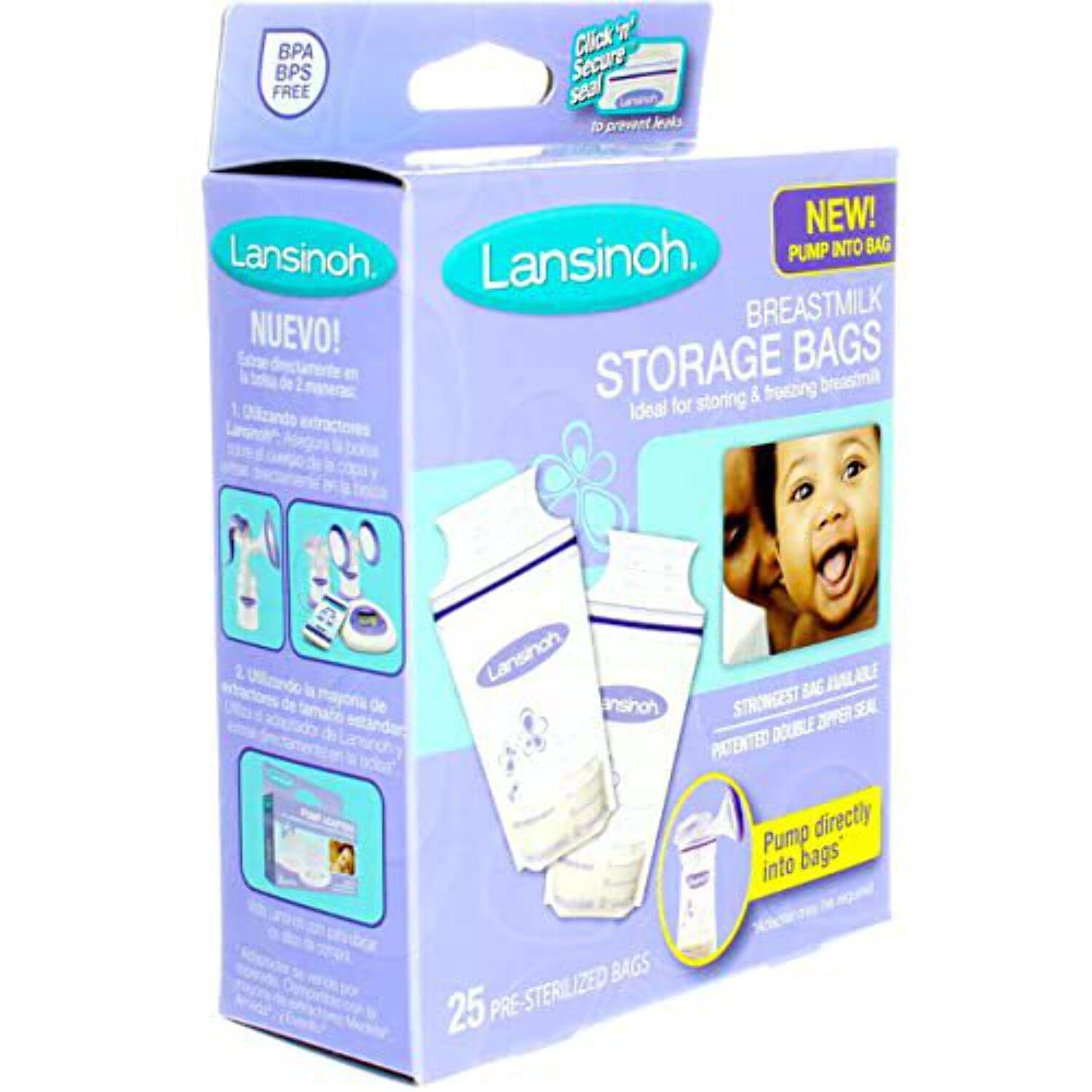 Breastmilk Storage Bags 6oz (50ct) with 2 Pump Adapters – Lansinoh