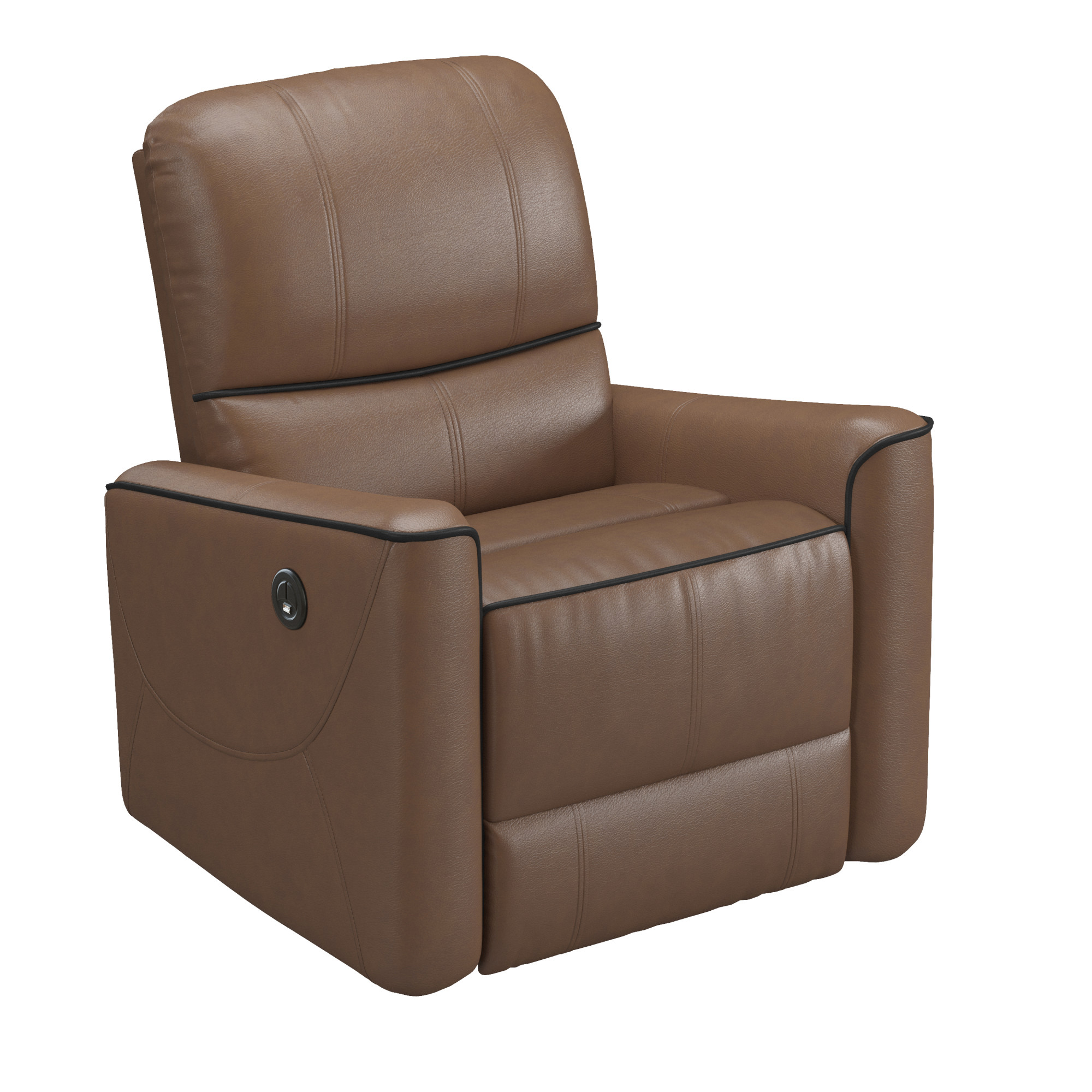 Hillsdale Provenza Faux Leather Power Recliner with USB Port, Saddle Brown