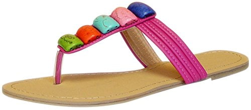 peach colored flip flops