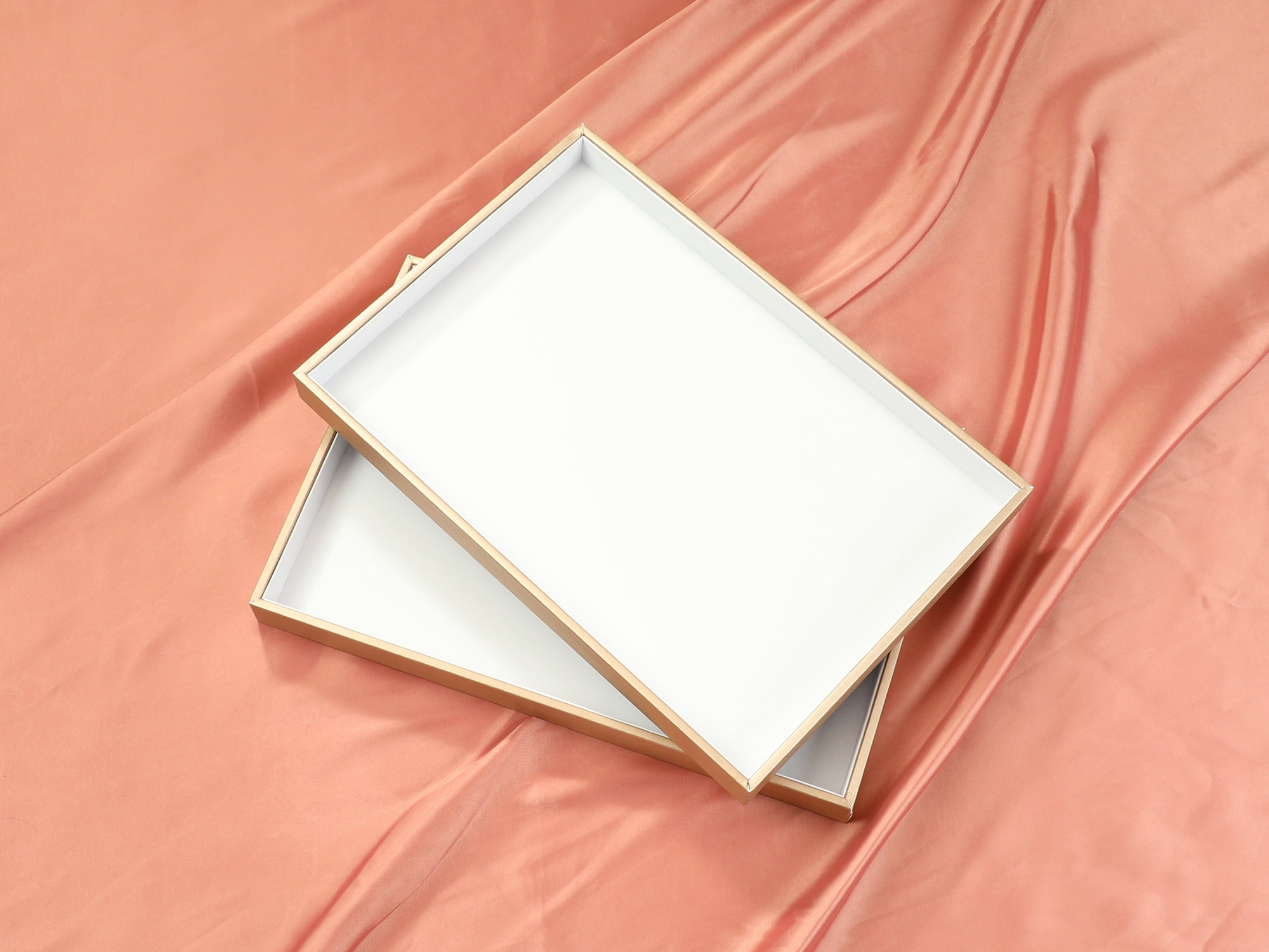 Unique Bargains 2 Stackable PU Leather Jewelry Boxes Organizer Tray with Removable Divider White Flat Tray