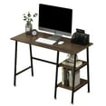 thumbnail image 4 of VECELO Rectangle Computer Gaming Desk Writing Laptop Table with 2-Open Tiers Storage Shelves Home Office Desk Dark Brown, 4 of 7