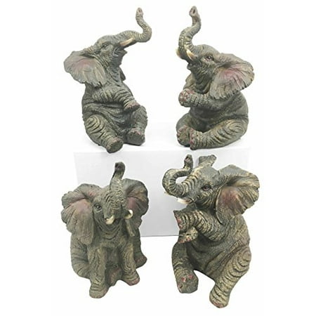Elephant Family Figurine - Wildlife Noble Safari Trumpeting Elephants Pachyderm Family Figurine Collectible Set